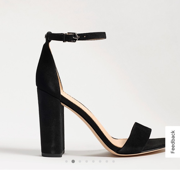 YARO BLOCK HEEL SANDAL Size 8 Sam Edelman Black Velvet - Picture 7 of 7